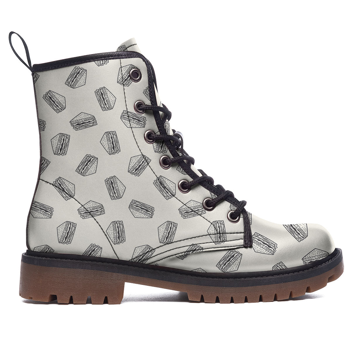 Sandwich Grey Doodle Print Pattern Work Boots-grizzshop