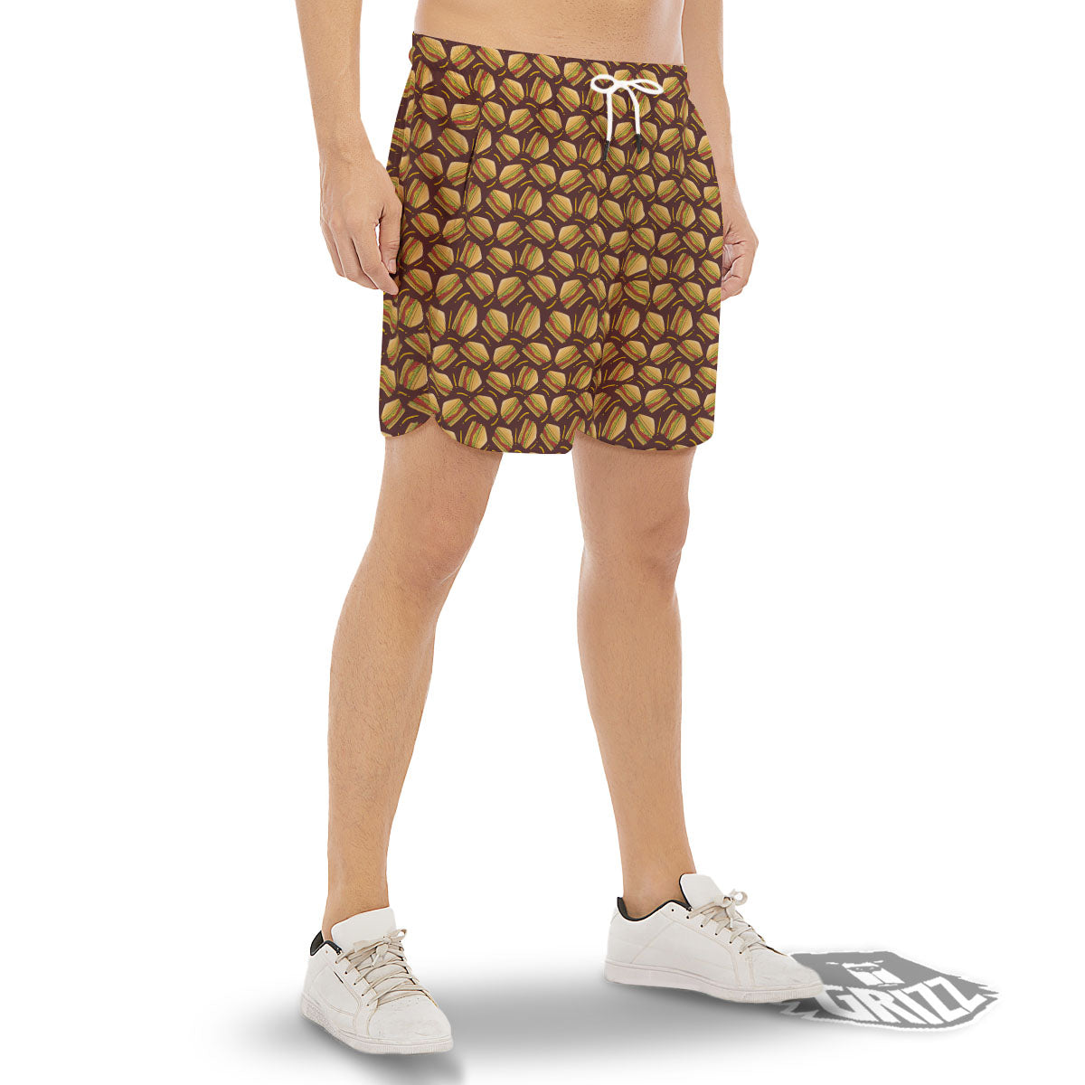 Sandwiches Brown Print Pattern Men's Gym Shorts-grizzshop
