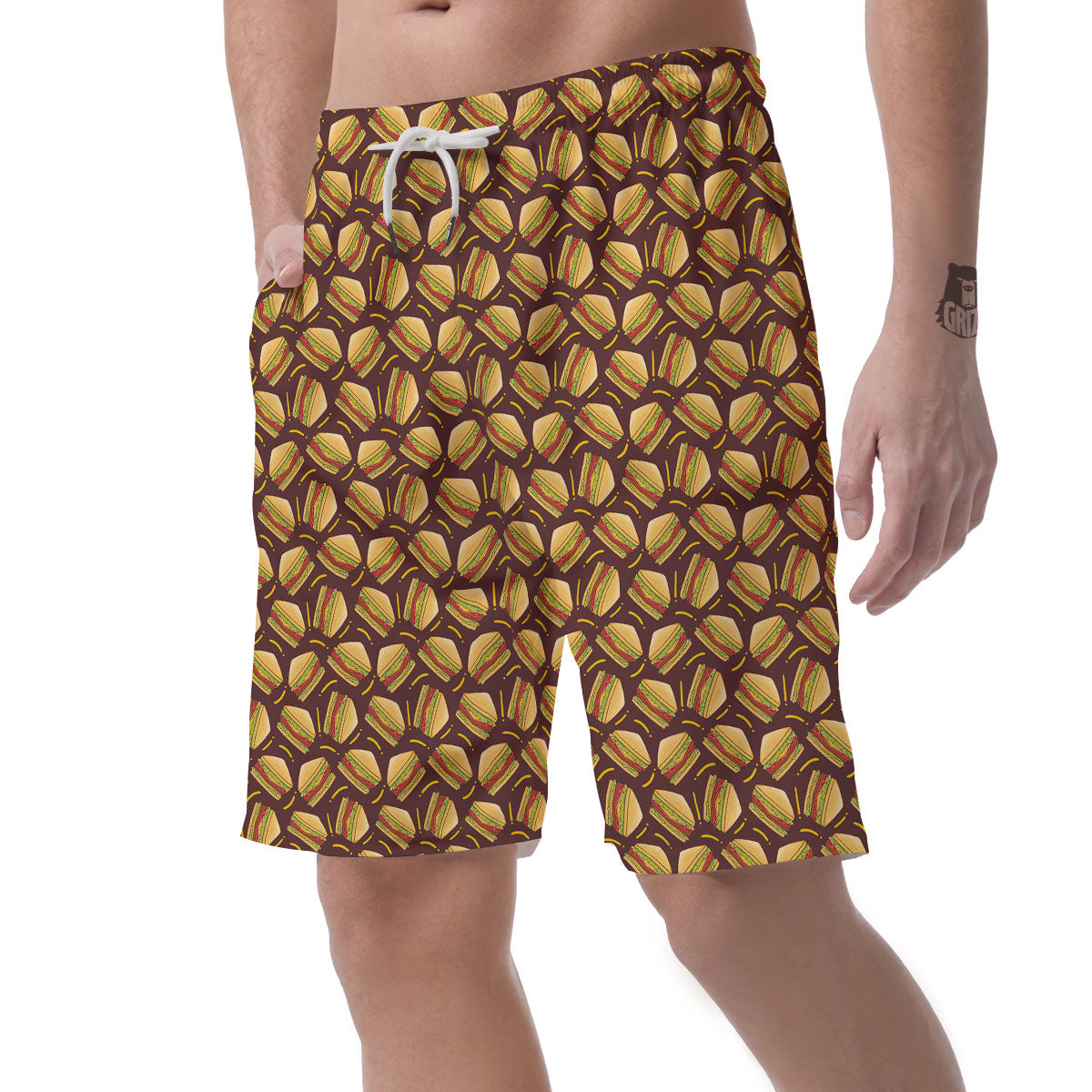 Sandwiches Brown Print Pattern Men's Shorts-grizzshop