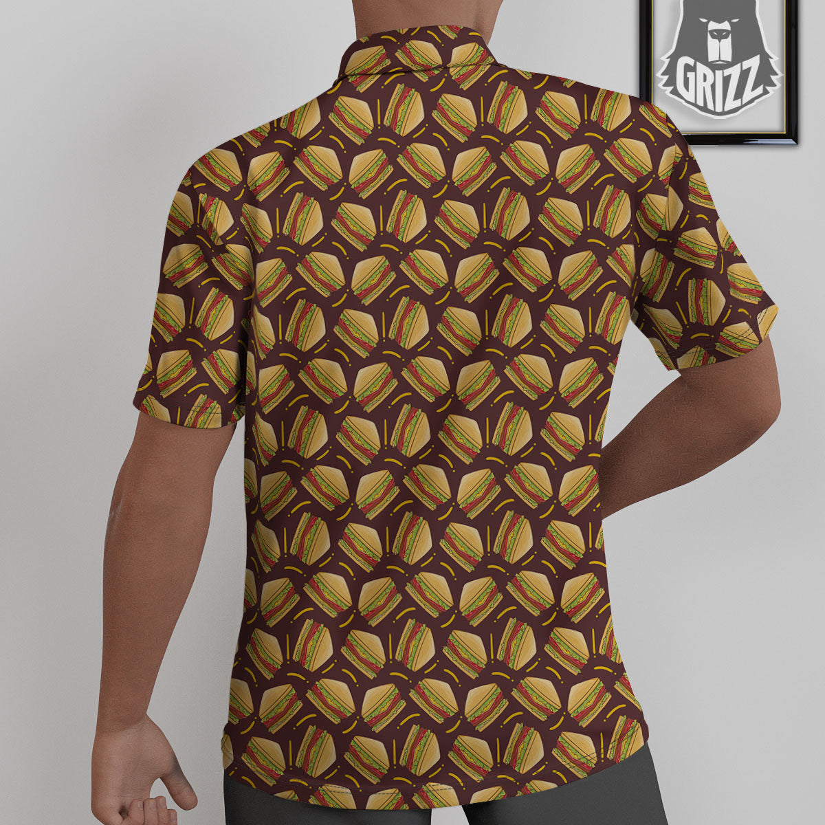Sandwiches Brown Print Pattern Untucked Shirts-grizzshop
