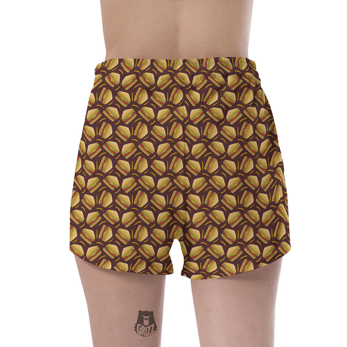 Sandwiches Brown Print Pattern Women's Shorts-grizzshop