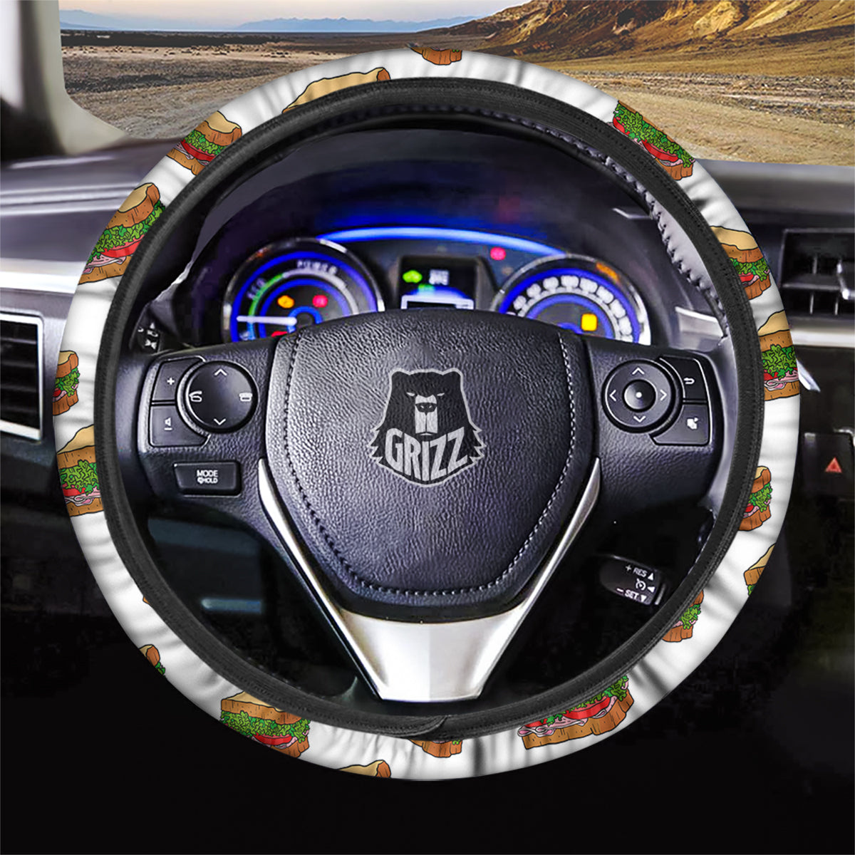 Sandwiches White Print Pattern Car Steering Wheel Cover-grizzshop