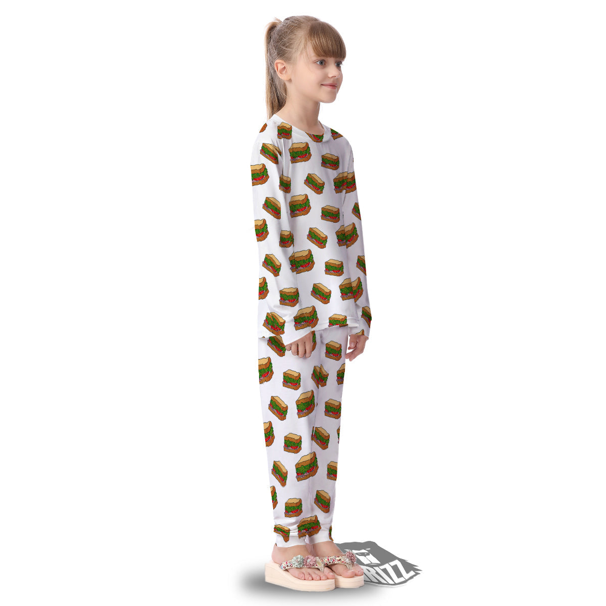 Sandwiches White Print Pattern Kid's Pajamas-grizzshop