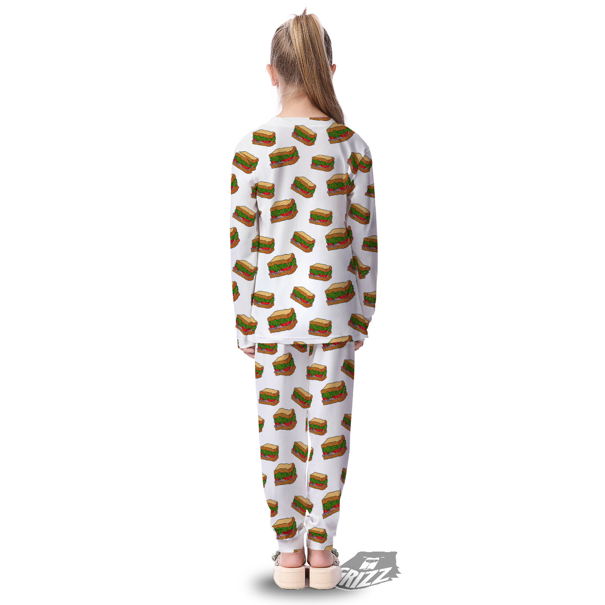 Sandwiches White Print Pattern Kid's Pajamas-grizzshop