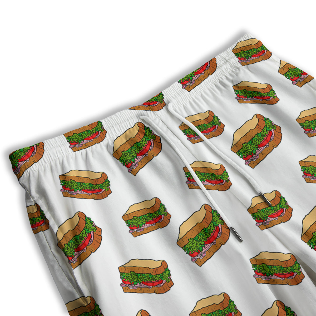 Sandwiches White Print Pattern Men's Athletic Shorts
