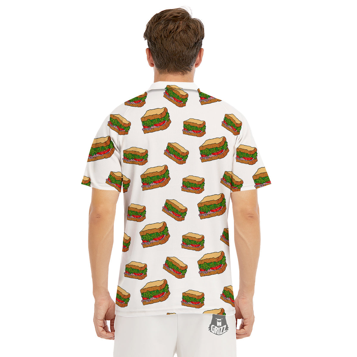 Sandwiches White Print Pattern Men's Golf Shirts-grizzshop