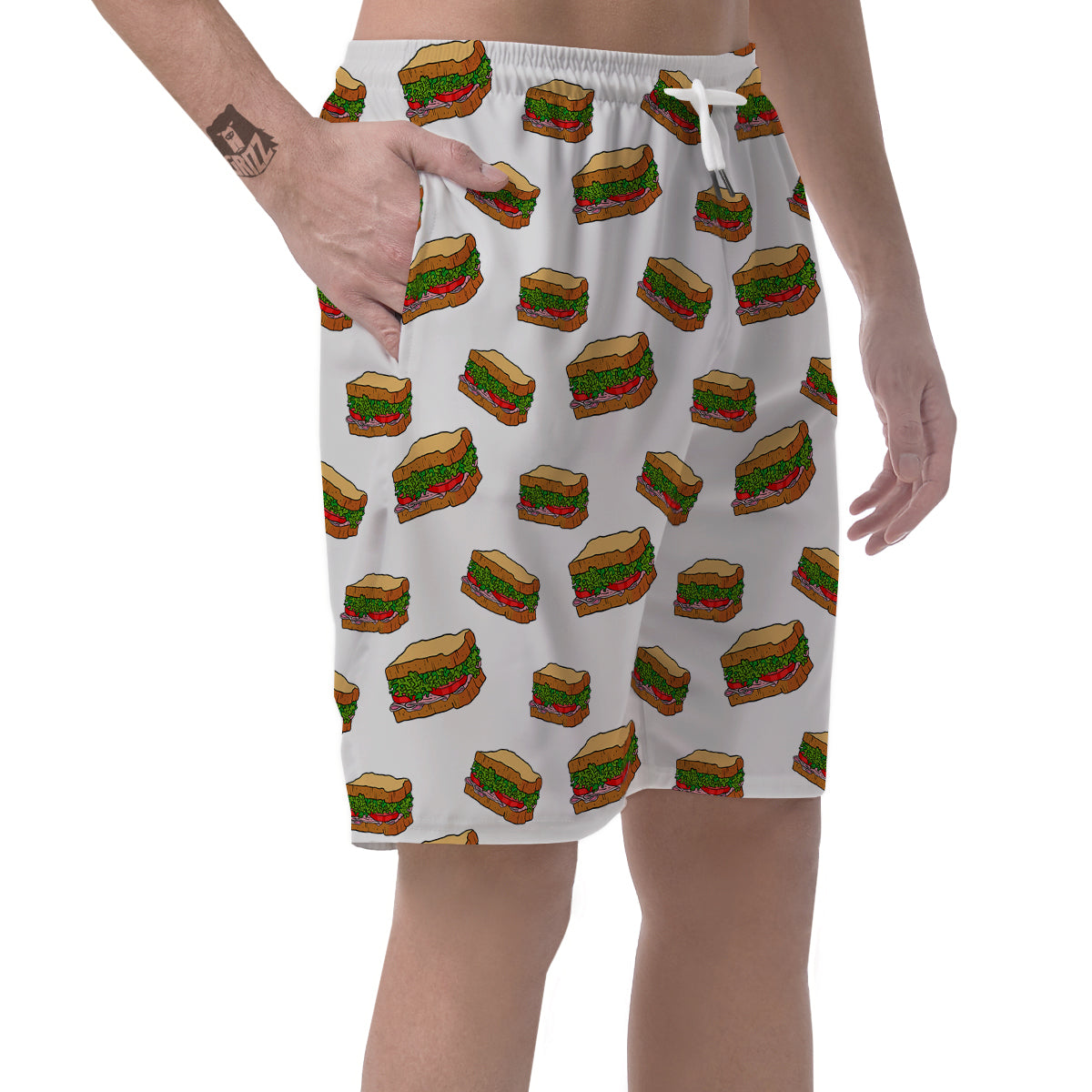 Sandwiches White Print Pattern Men's Shorts-grizzshop