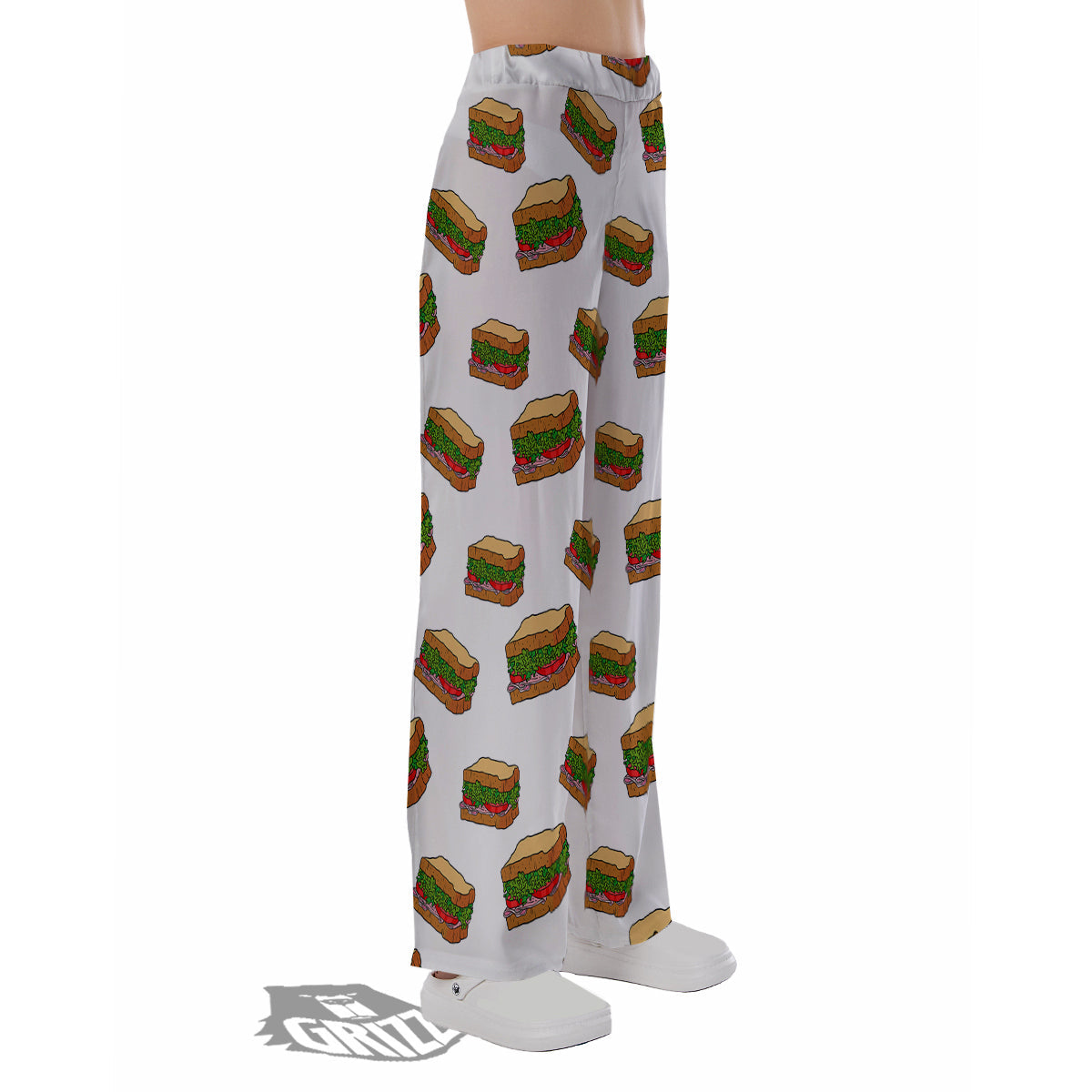 Sandwiches White Print Pattern Pajama Pants-grizzshop