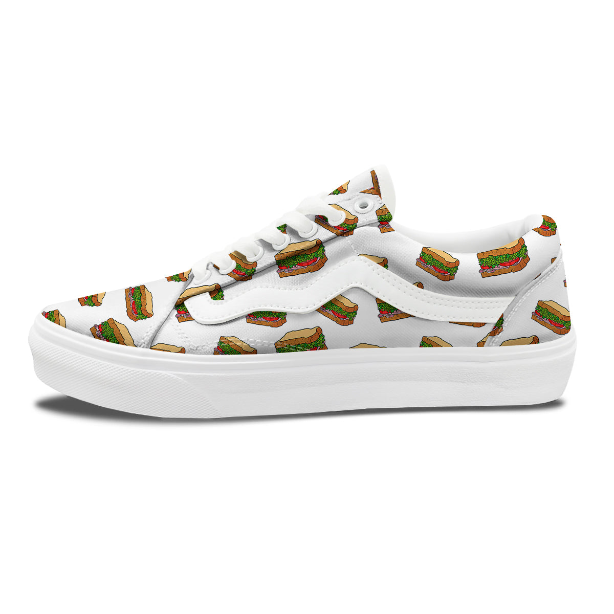 Sandwiches White Print Pattern Skate Shoes-grizzshop