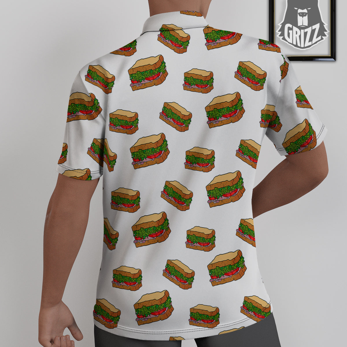 Sandwiches White Print Pattern Untucked Shirts-grizzshop