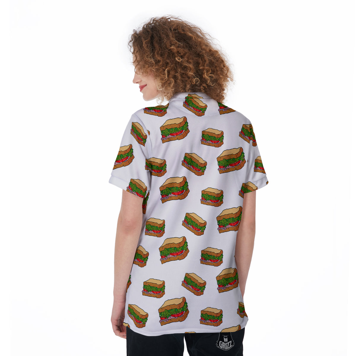 Sandwiches White Print Pattern Women's Golf Shirts-grizzshop