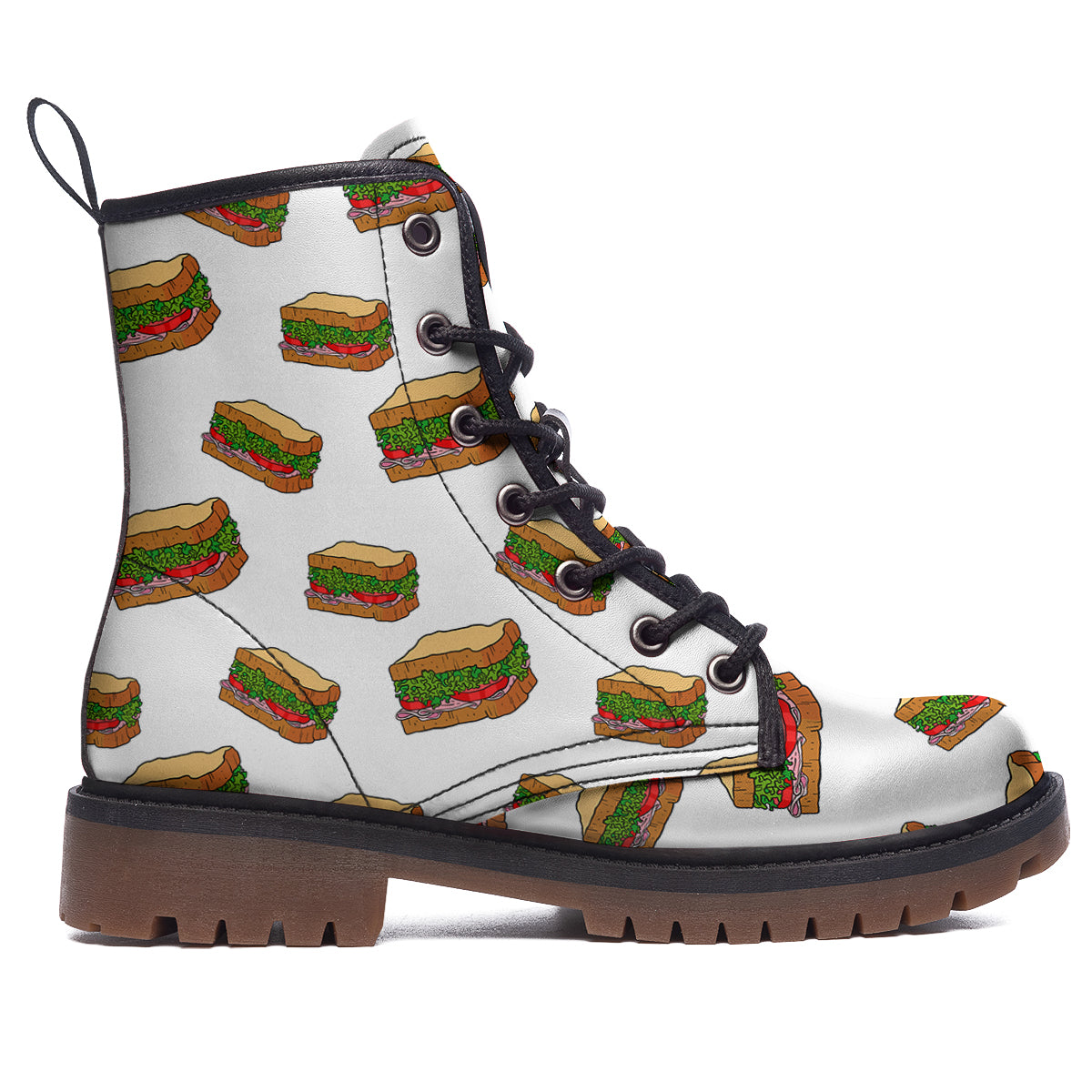 Sandwiches White Print Pattern Work Boots-grizzshop