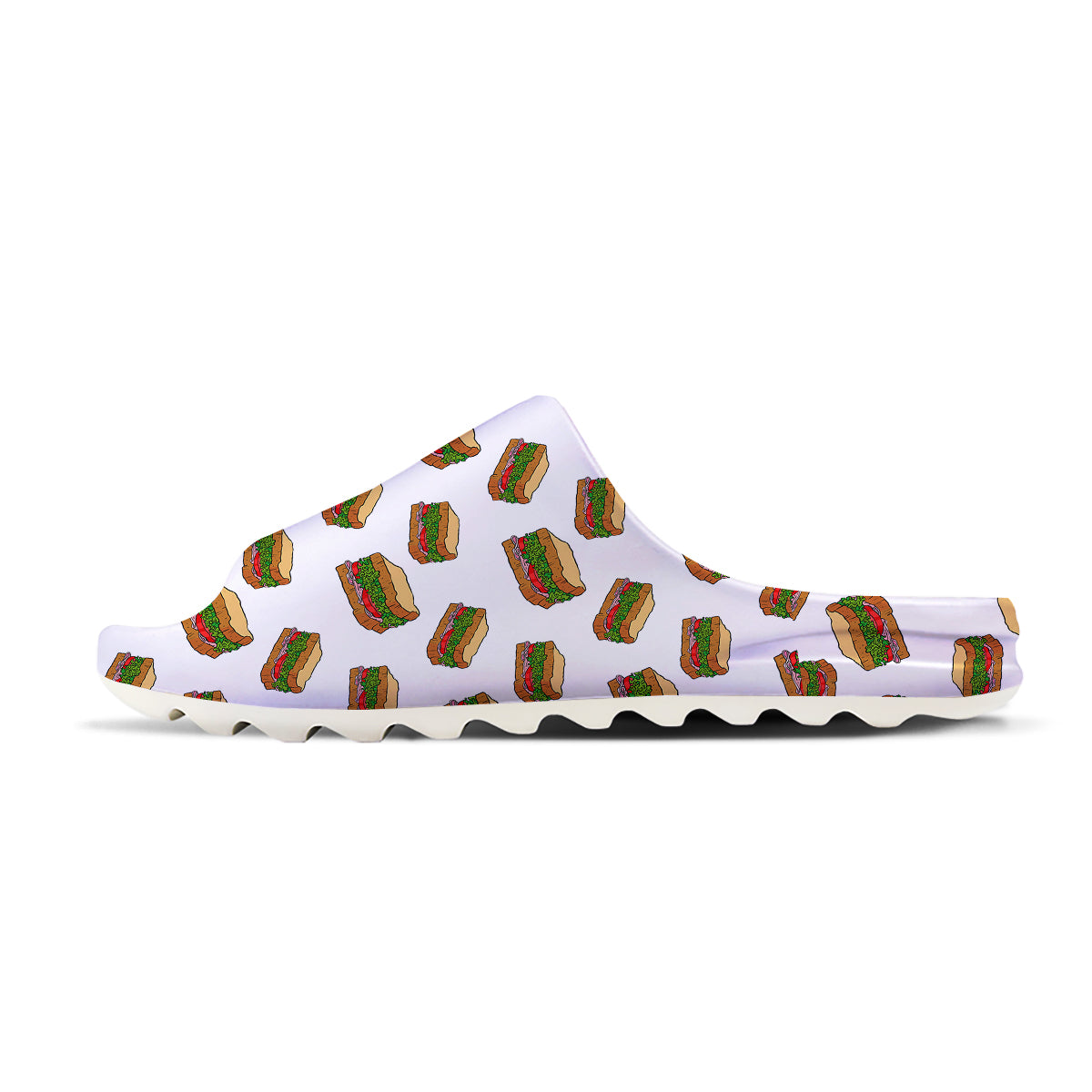 Sandwiches White Print Pattern Sandals-grizzshop