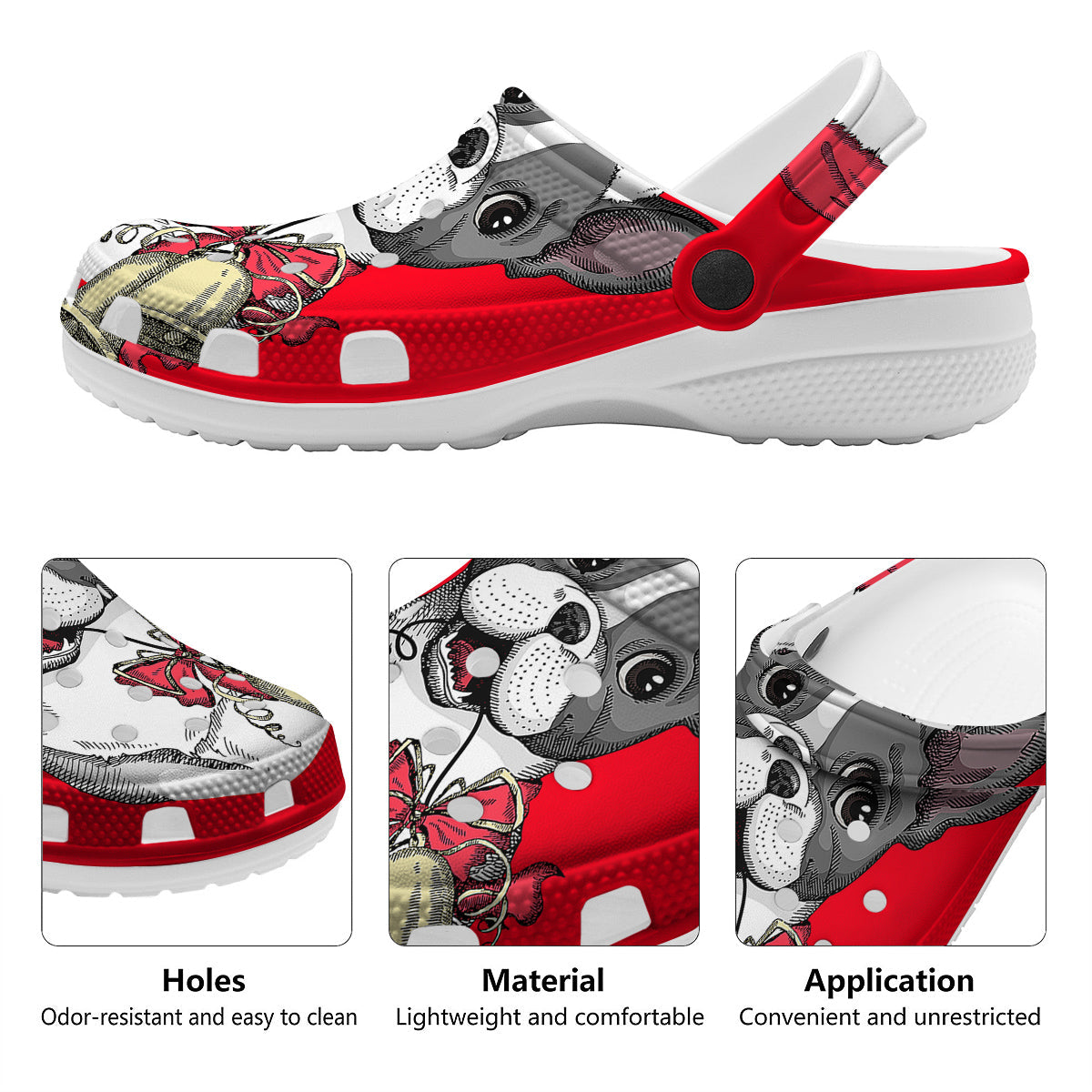 Santa Christmas French Bulldog Print Clog-grizzshop