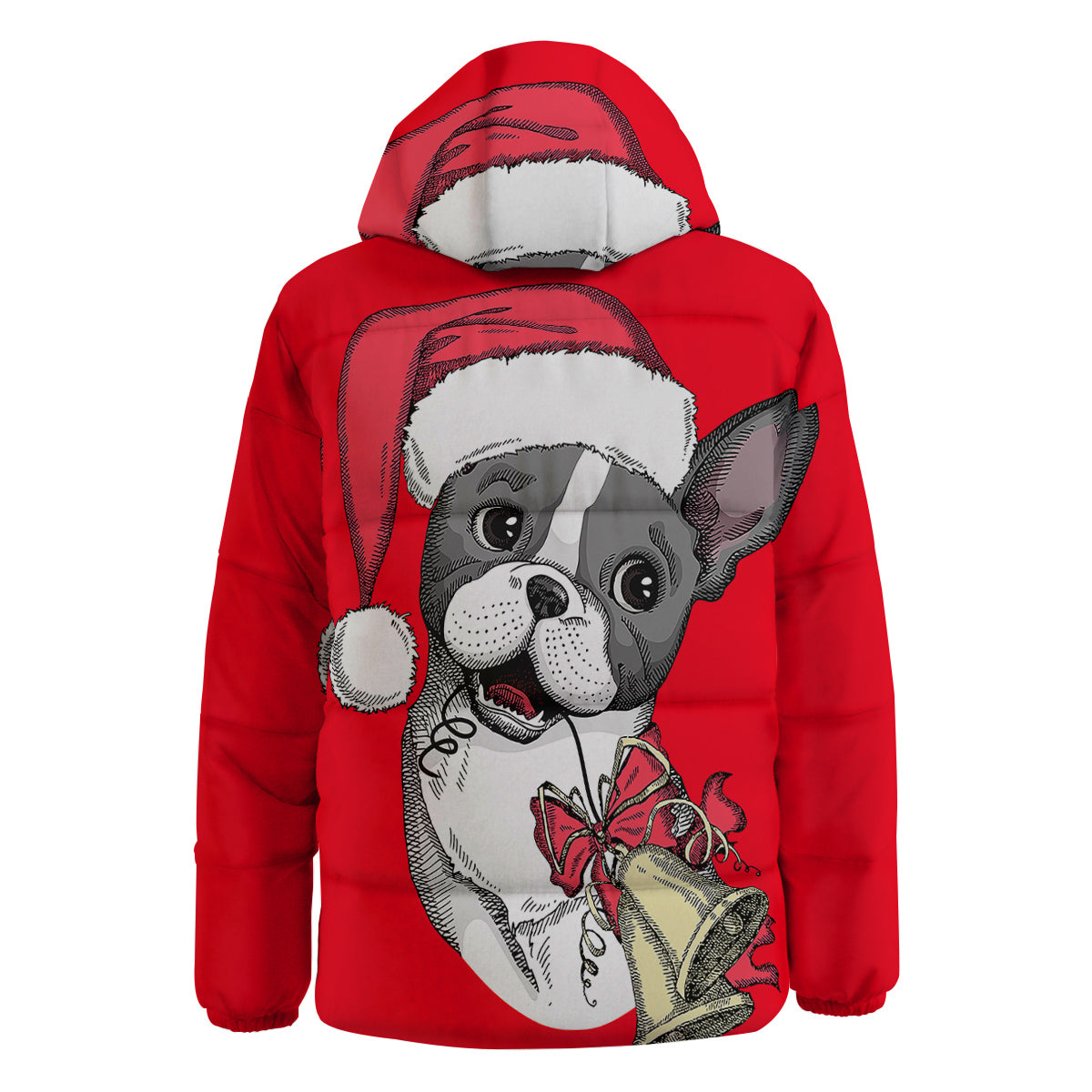 Santa Christmas French Bulldog Print Down Jacket-grizzshop