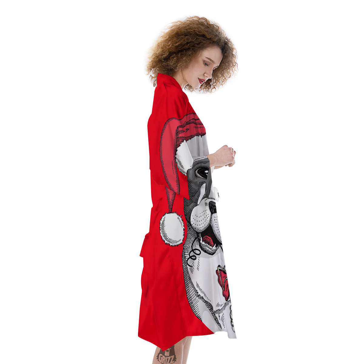 Santa Christmas French Bulldog Print Kimono-grizzshop