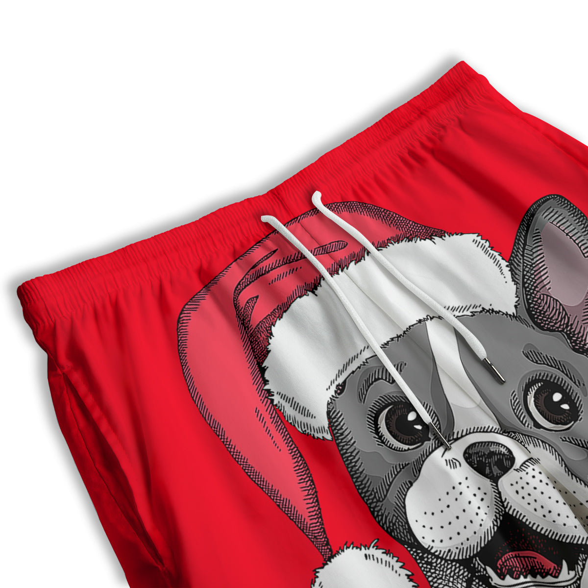 Santa Christmas French Bulldog Print Men's Athletic Shorts