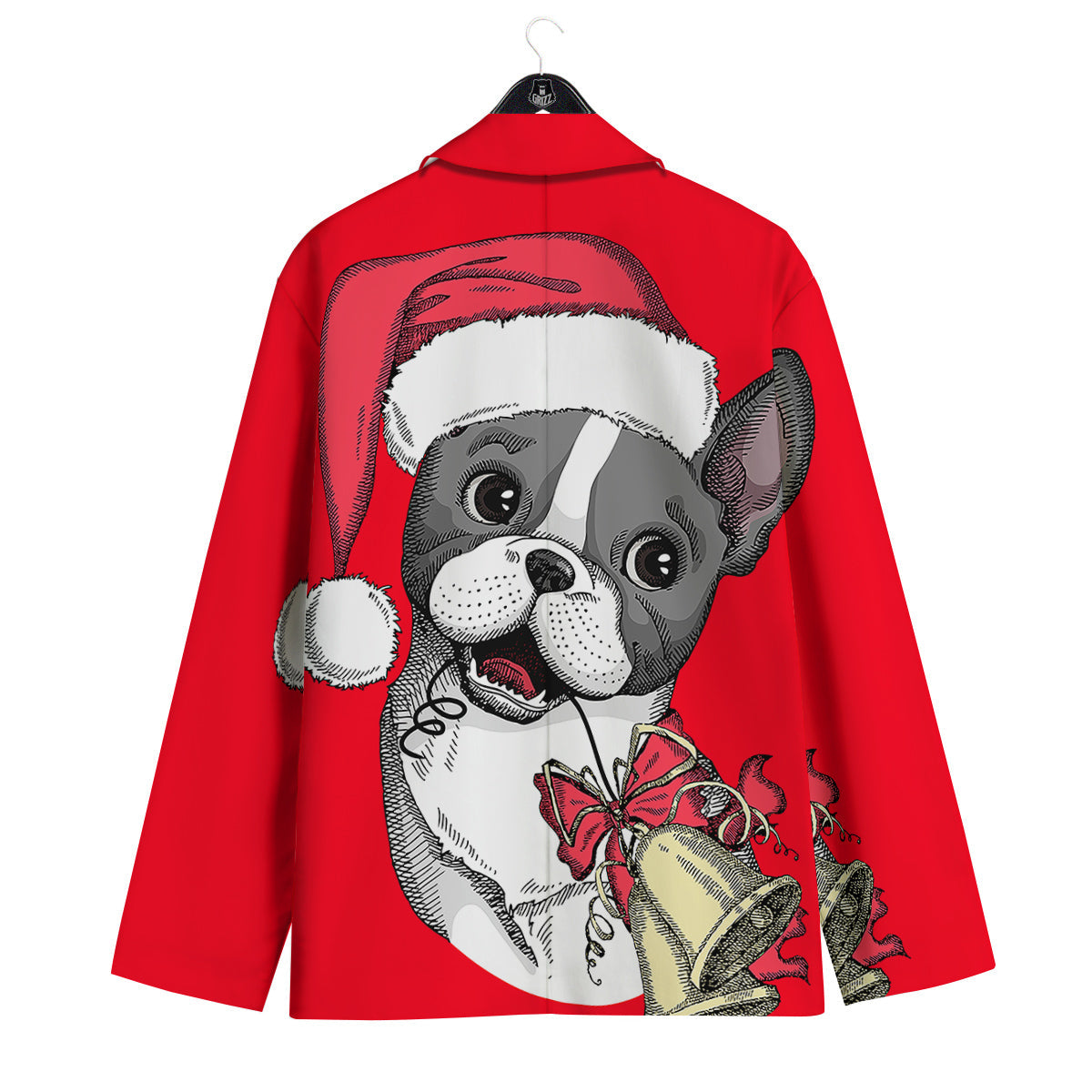 Santa Christmas French Bulldog Print Men's Sport Coat-grizzshop