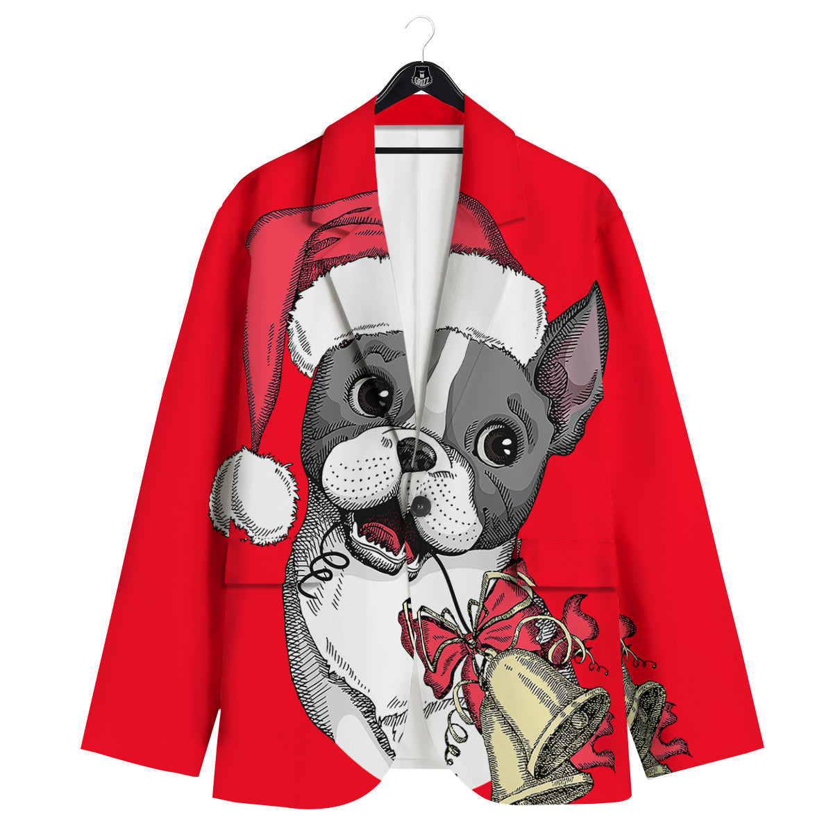 Santa Christmas French Bulldog Print Men's Sport Coat-grizzshop