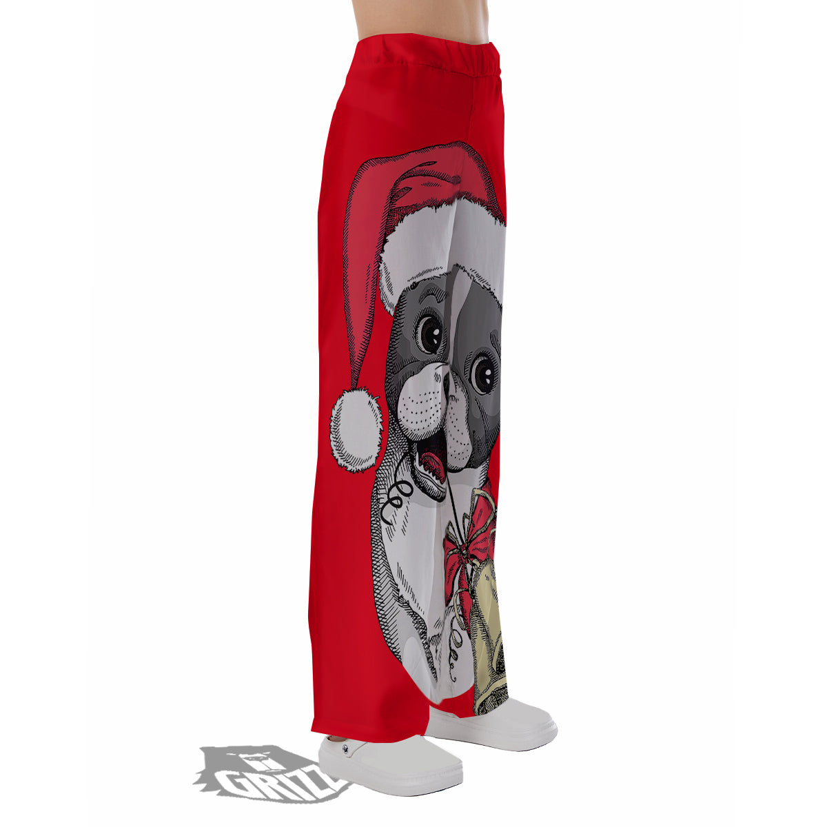 Santa Christmas French Bulldog Print Pajama Pants-grizzshop