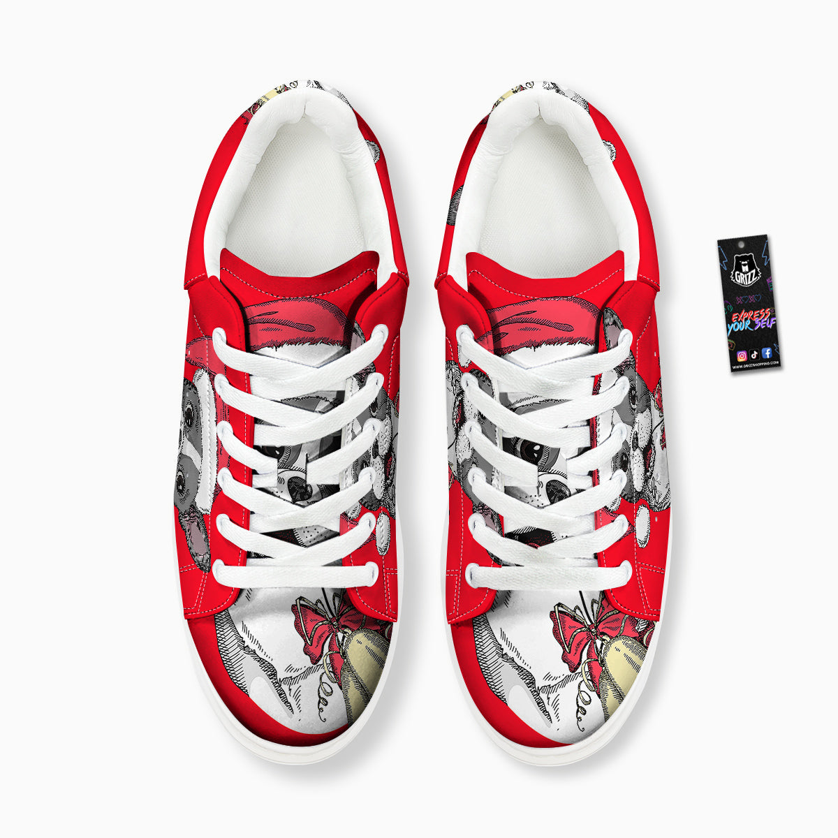 Santa Christmas French Bulldog Print Platform Shoes-grizzshop