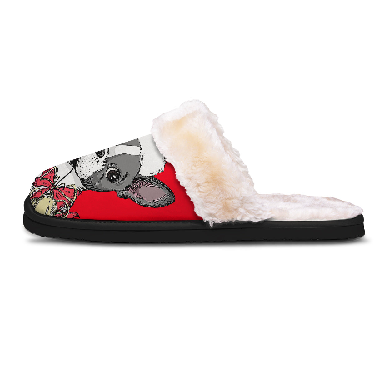 Santa Christmas French Bulldog Print Slippers-grizzshop