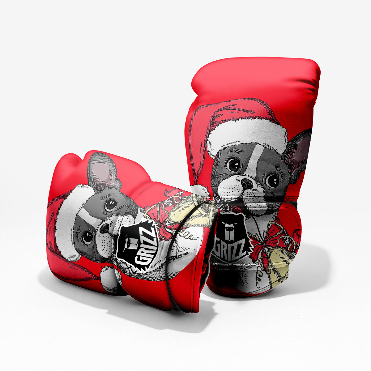 Santa Christmas French Bulldog Print Pro Boxing Glove