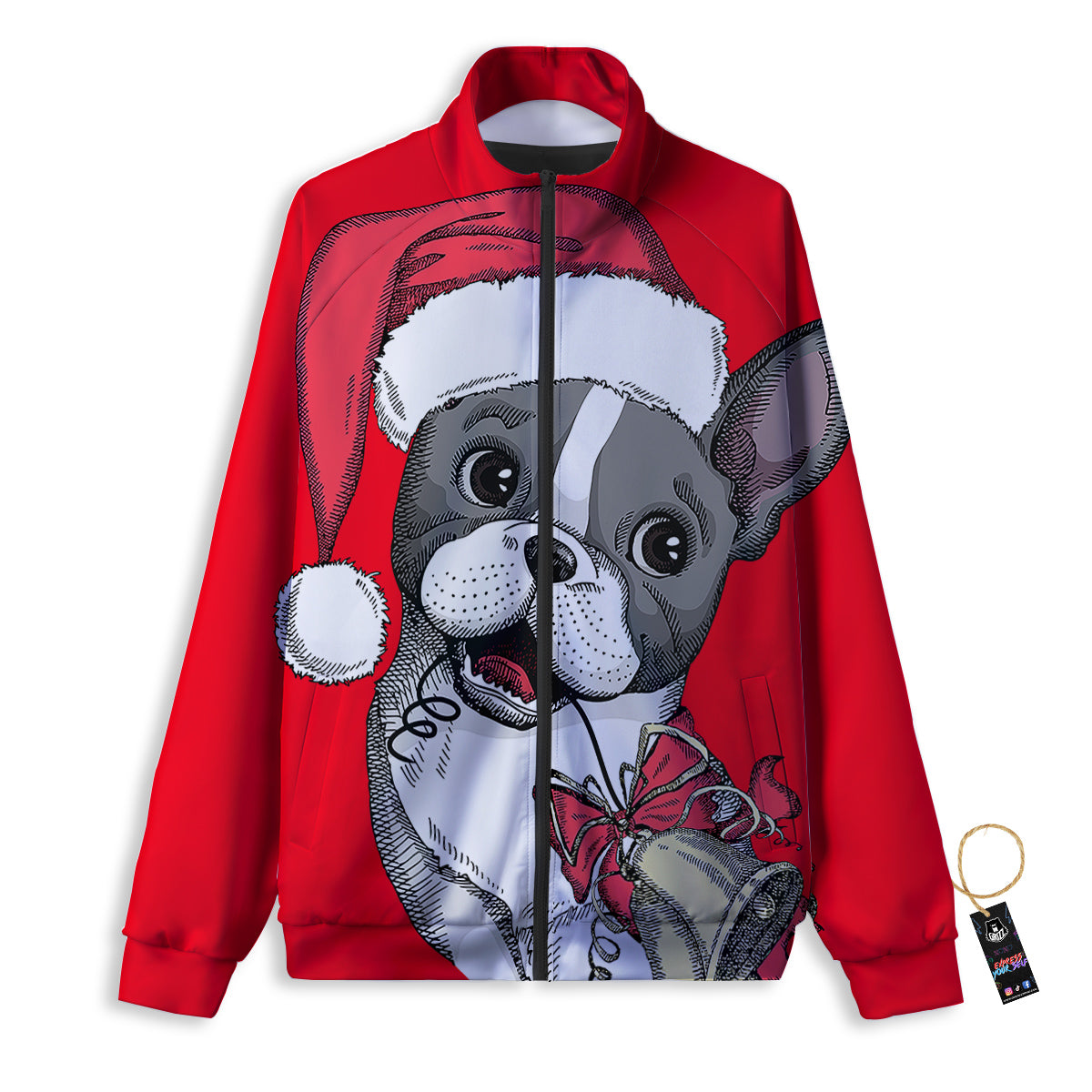 Santa Christmas French Bulldog Print Track Jacket-grizzshop