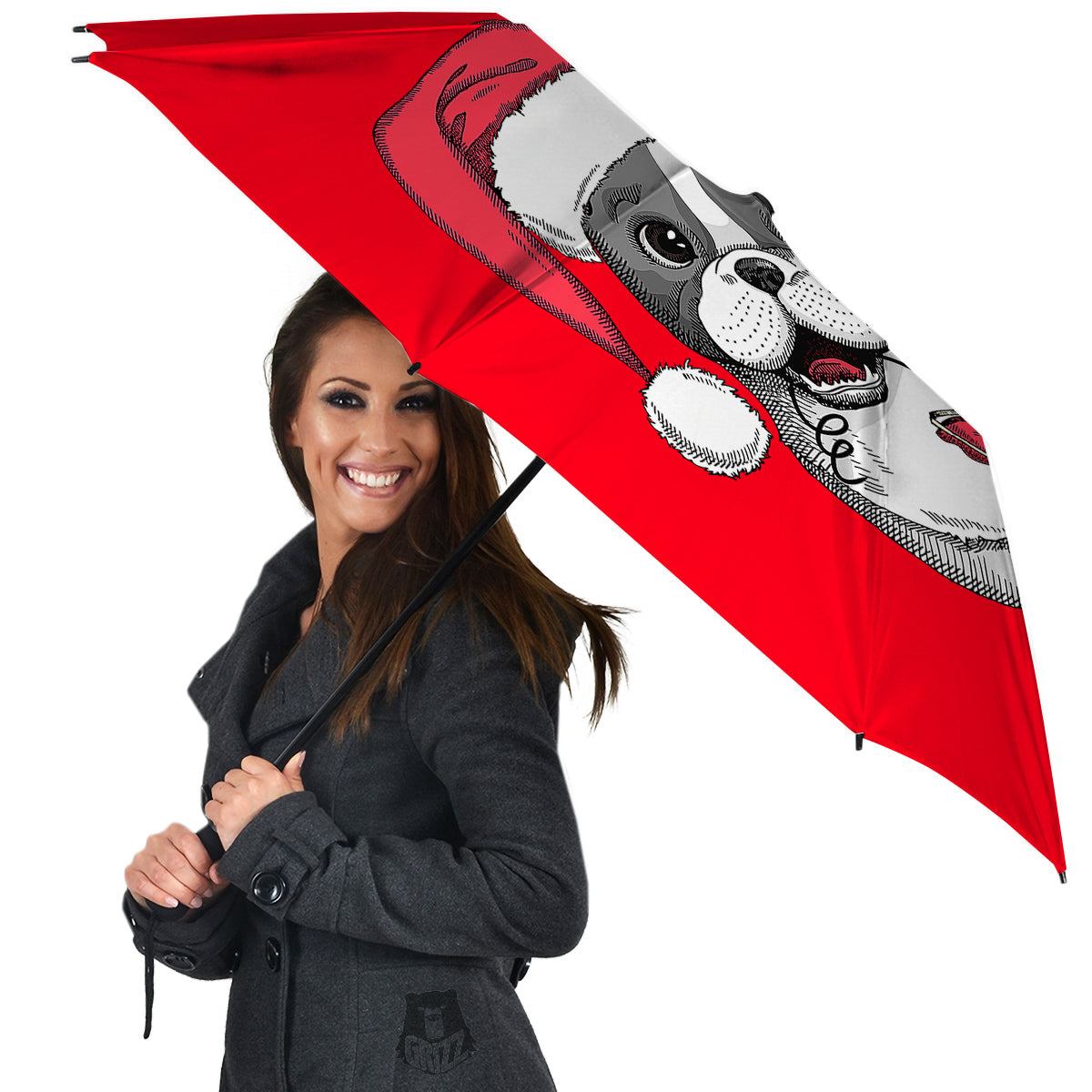 Santa Christmas French Bulldog Print Umbrella-grizzshop