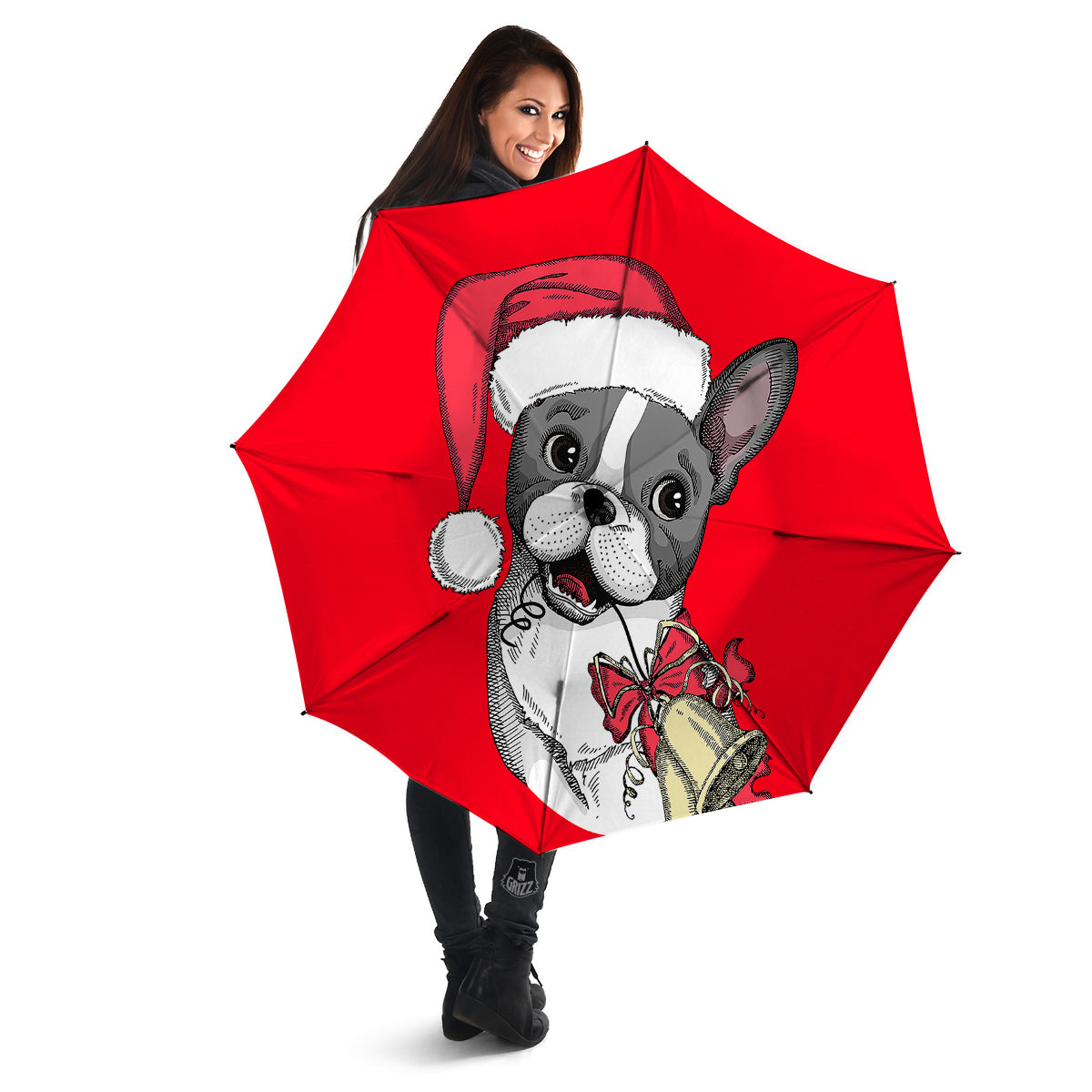 Santa Christmas French Bulldog Print Umbrella-grizzshop