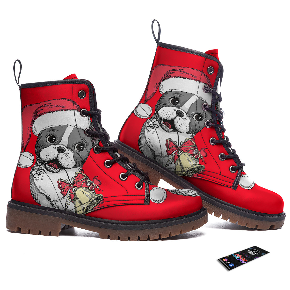 Santa Christmas French Bulldog Print Work Boots-grizzshop