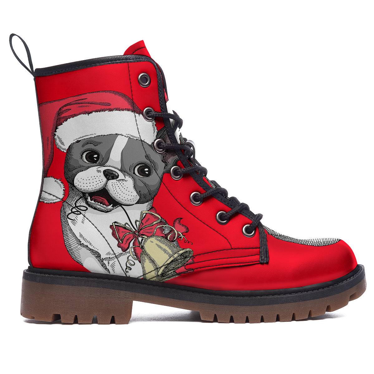 Santa Christmas French Bulldog Print Work Boots-grizzshop