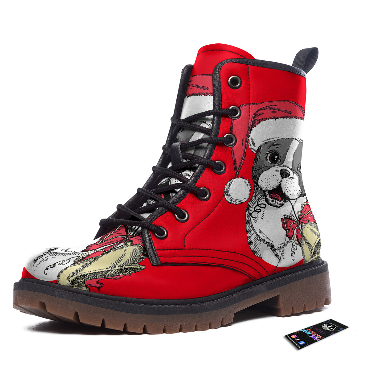 Santa Christmas French Bulldog Print Work Boots-grizzshop
