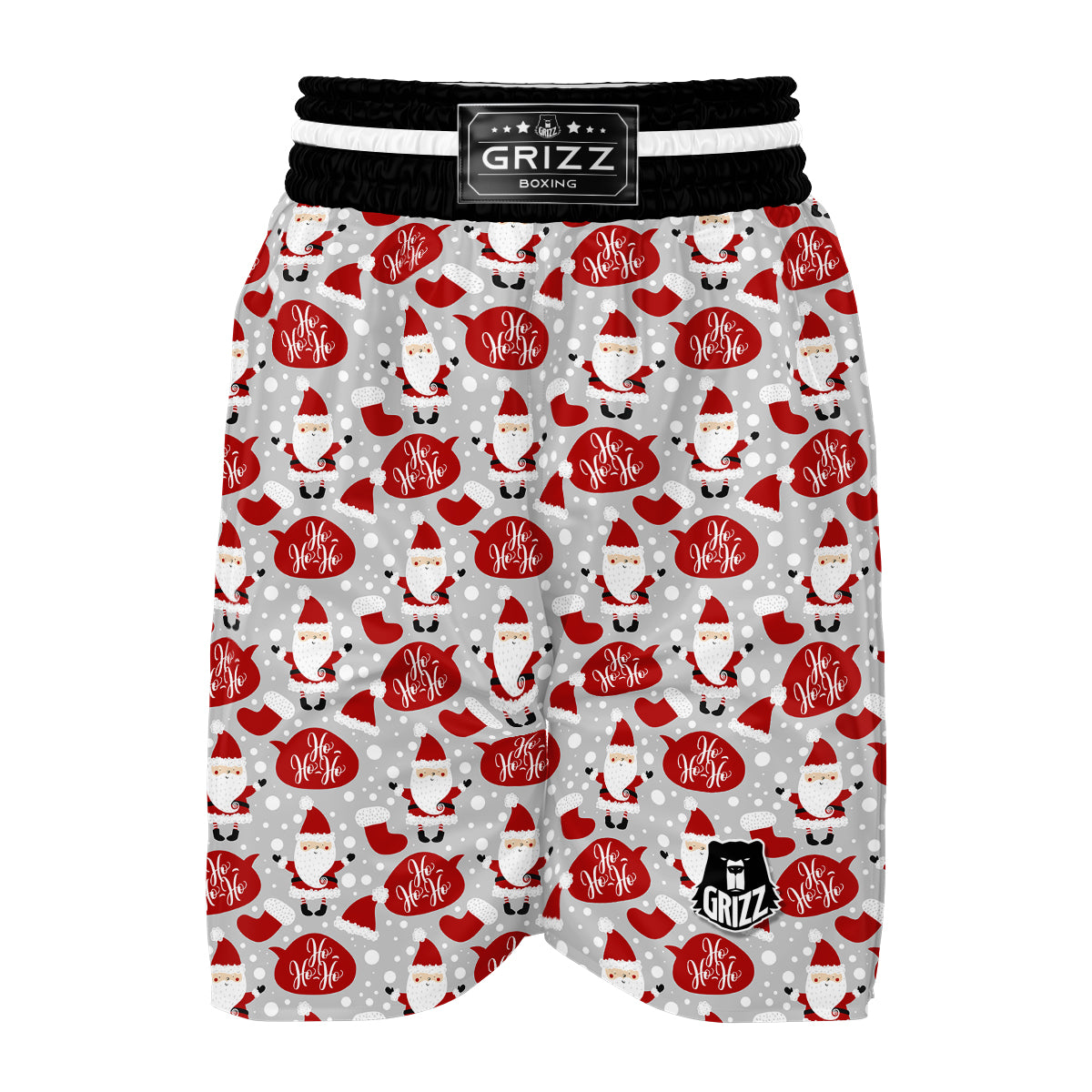 Santa Christmas HOHO Print Pattern Boxing Shorts-grizzshop