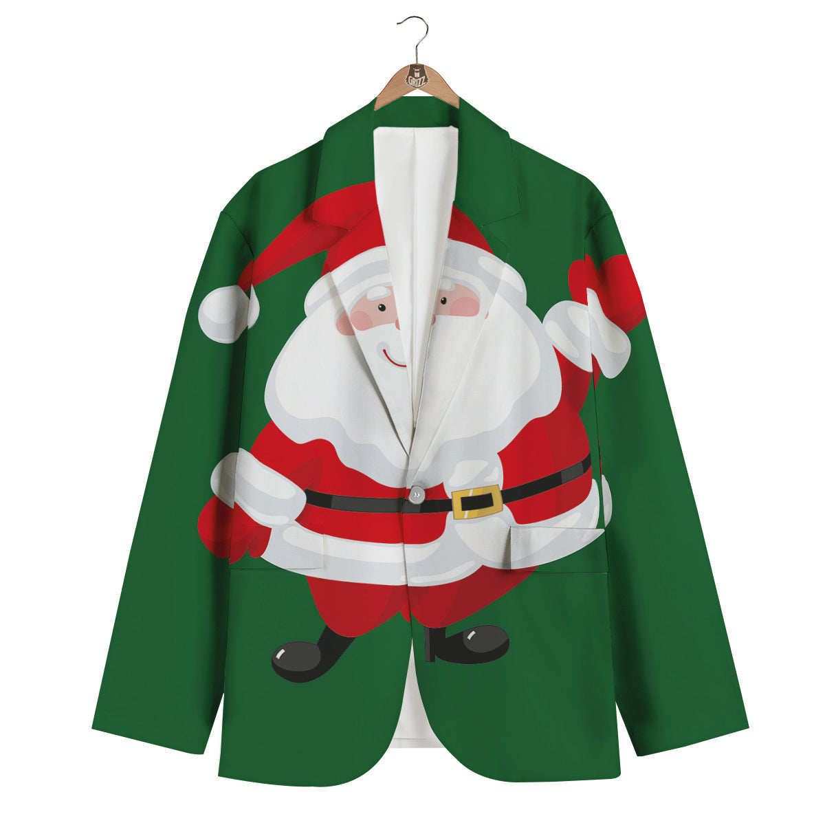 Santa Claus Cartoon Print Men's Blazer-grizzshop