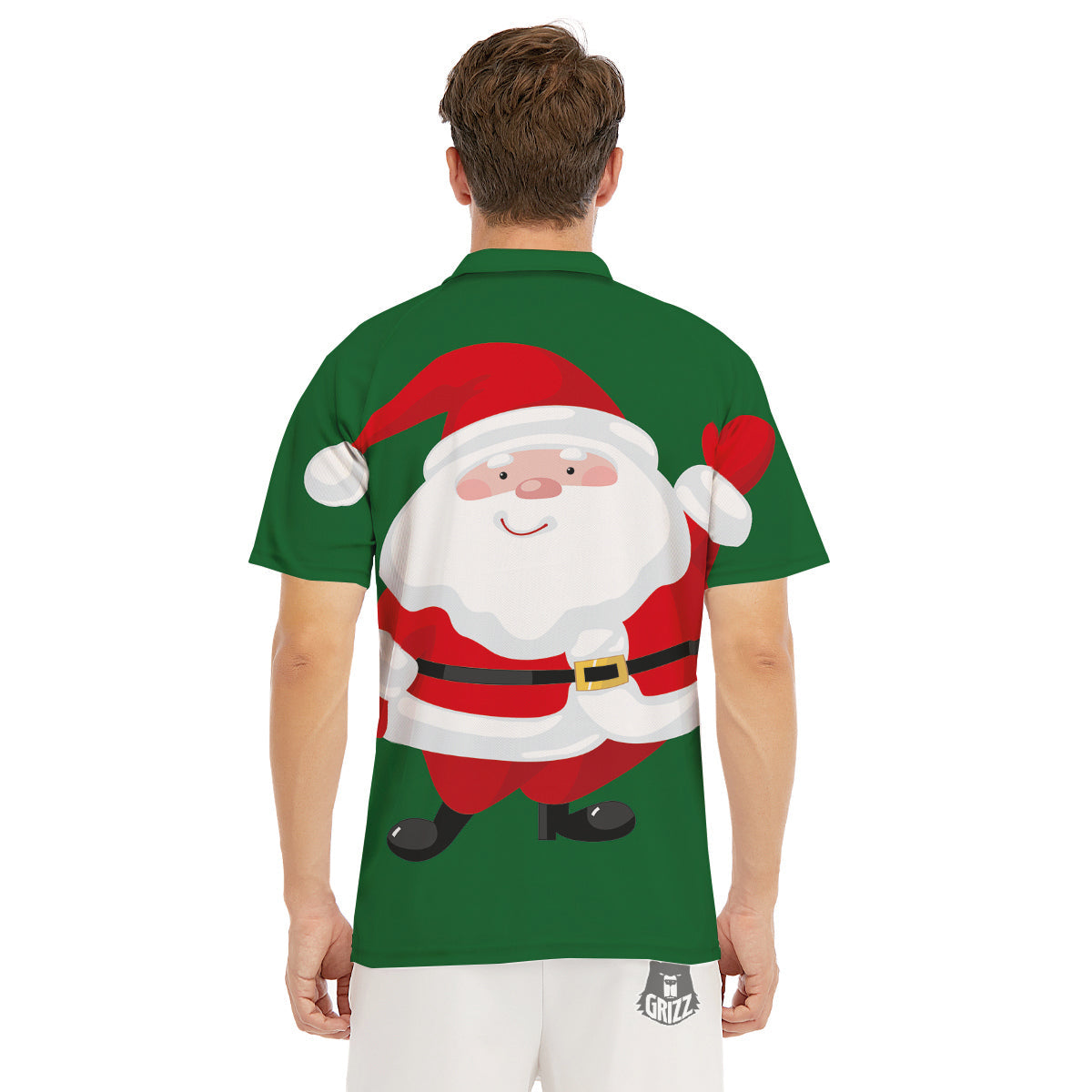 Santa Claus Cartoon Print Men's Golf Shirts-grizzshop