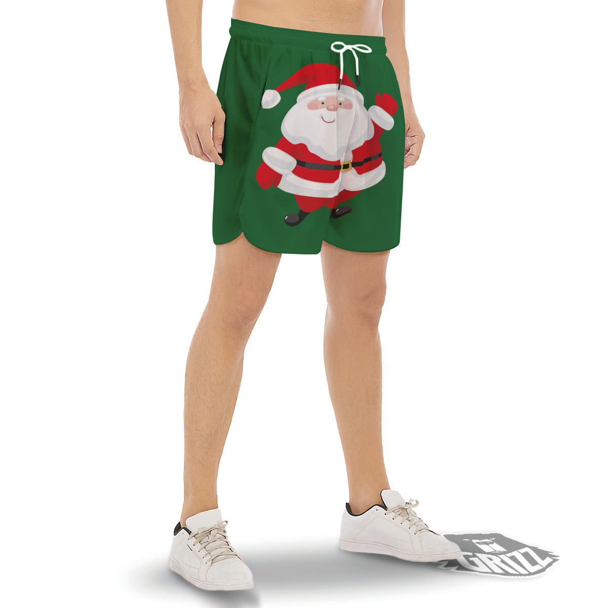 Santa Claus Cartoon Print Men's Gym Shorts-grizzshop