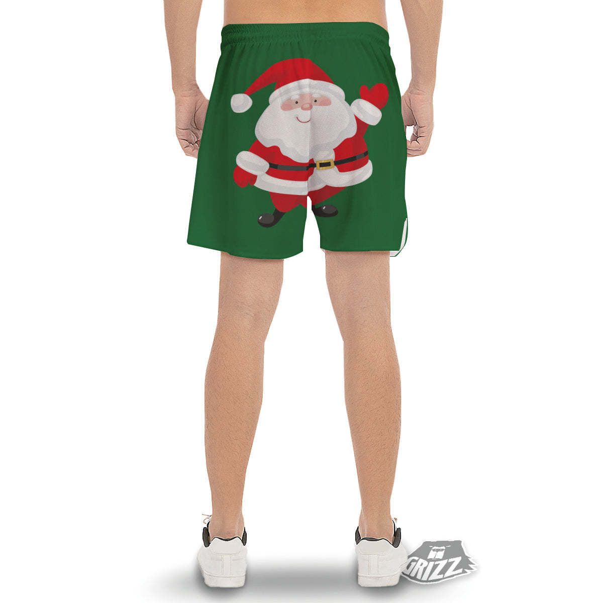 Santa Claus Cartoon Print Men's Gym Shorts-grizzshop