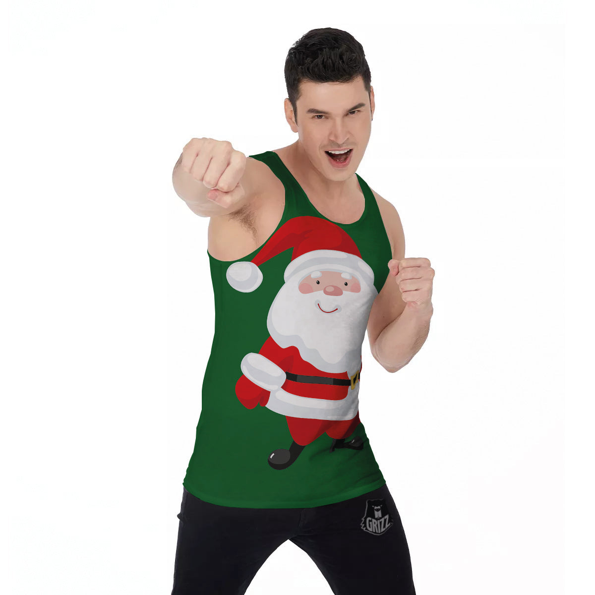 Santa Claus Cartoon Print Men's Tank Top-grizzshop