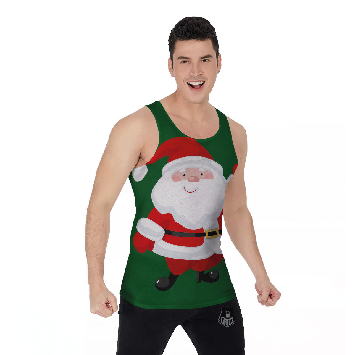 Santa Claus Cartoon Print Men's Tank Top-grizzshop