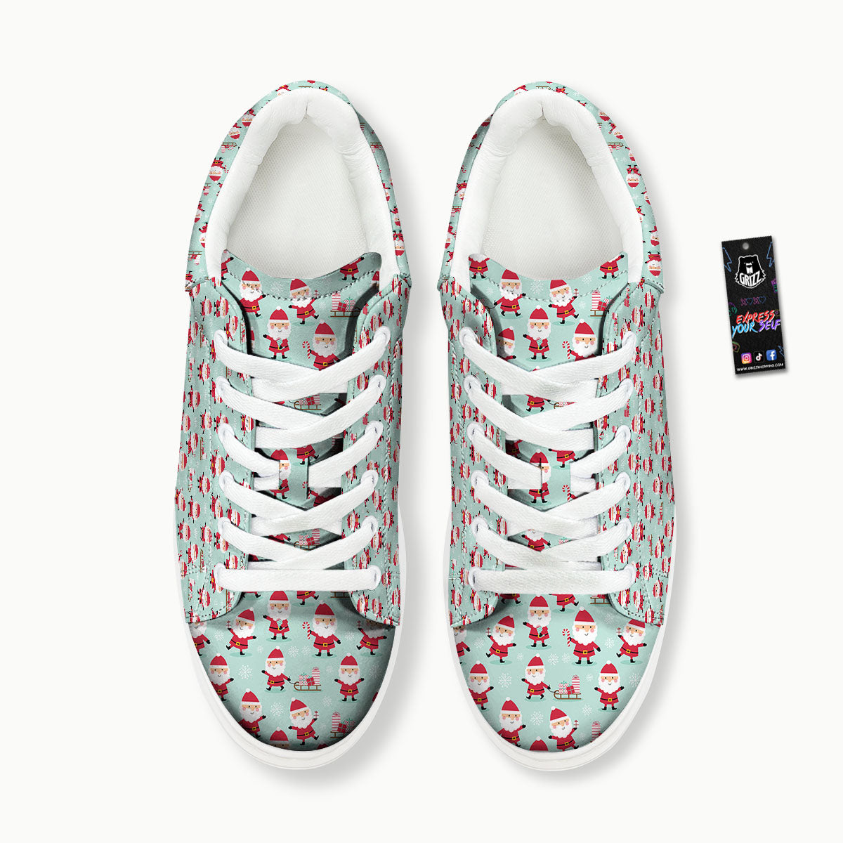 Santa Claus Cartoon Print Pattern Platform Shoes-grizzshop