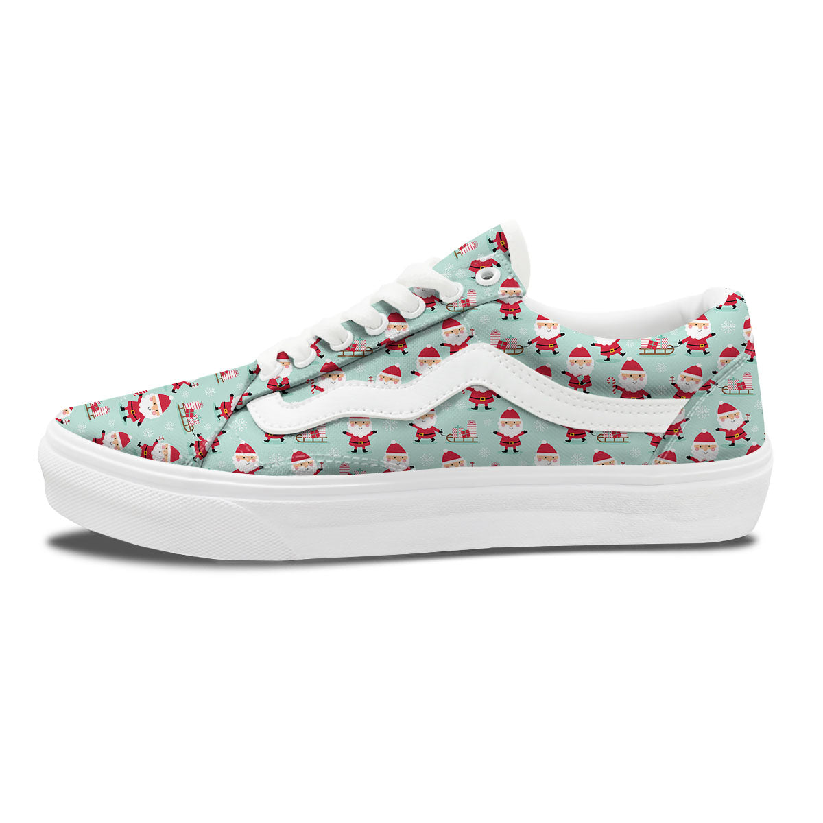 Santa Claus Cartoon Print Pattern Skate Shoes-grizzshop