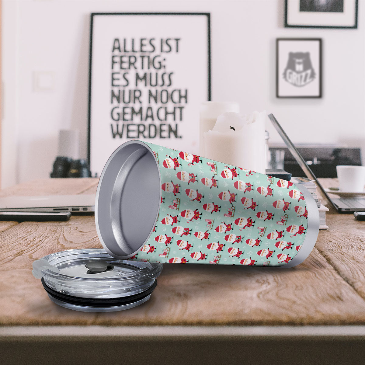 Santa Claus Cartoon Print Pattern Tumbler-grizzshop
