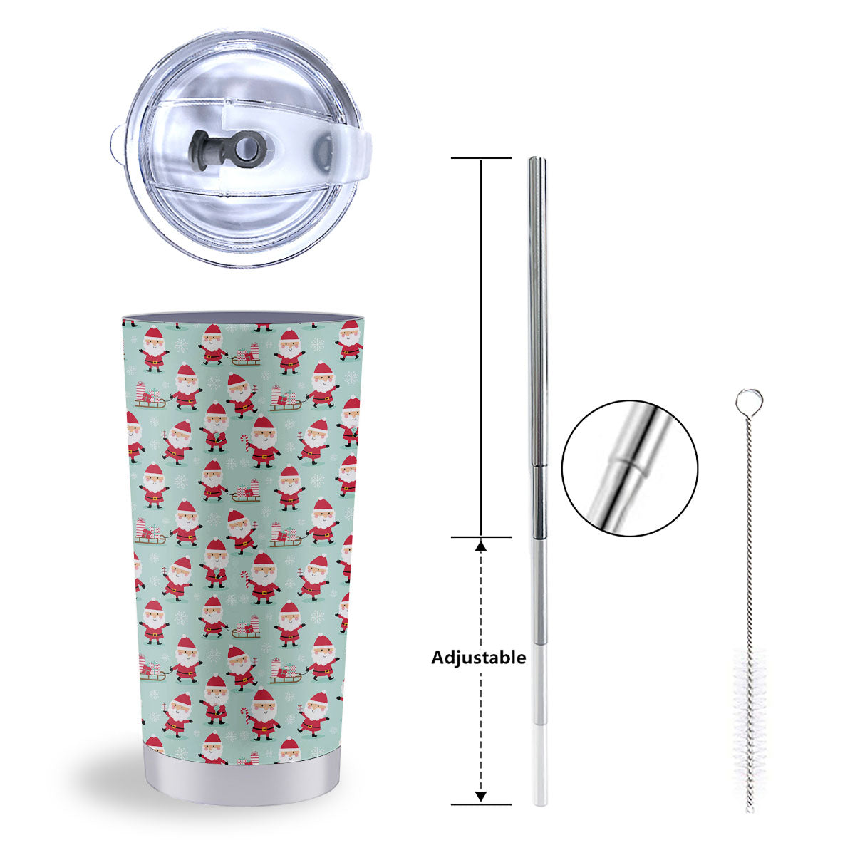 Santa Claus Cartoon Print Pattern Tumbler-grizzshop