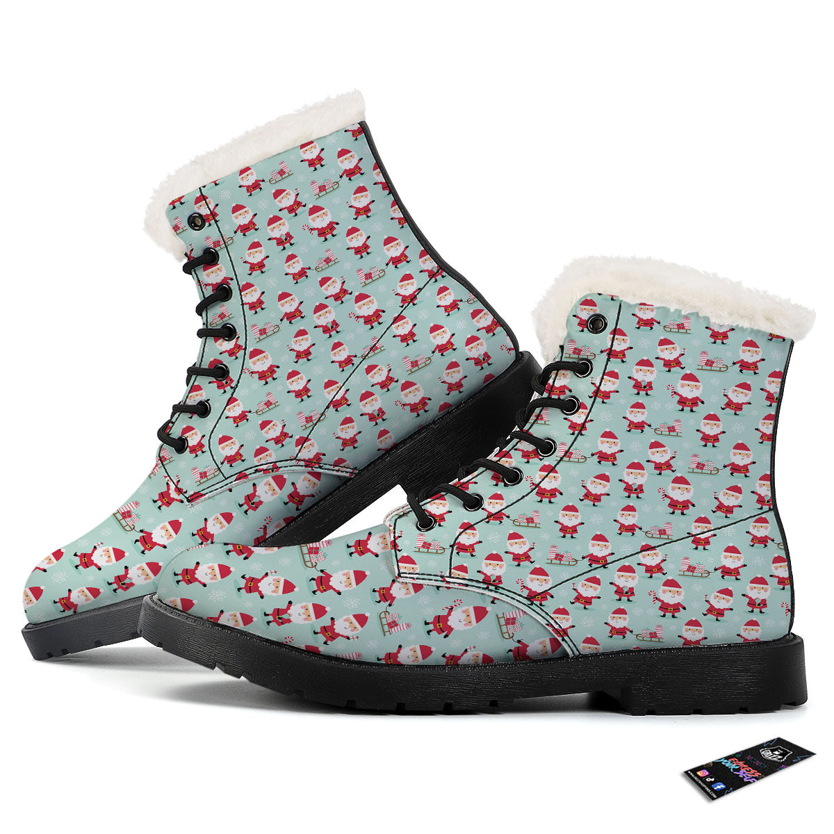 Santa Claus Cartoon Print Pattern Winter Boots-grizzshop