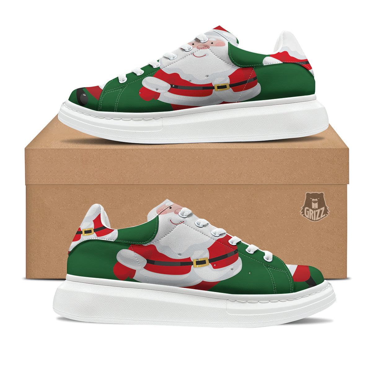 Santa Claus Cartoon Print Platform Shoes-grizzshop