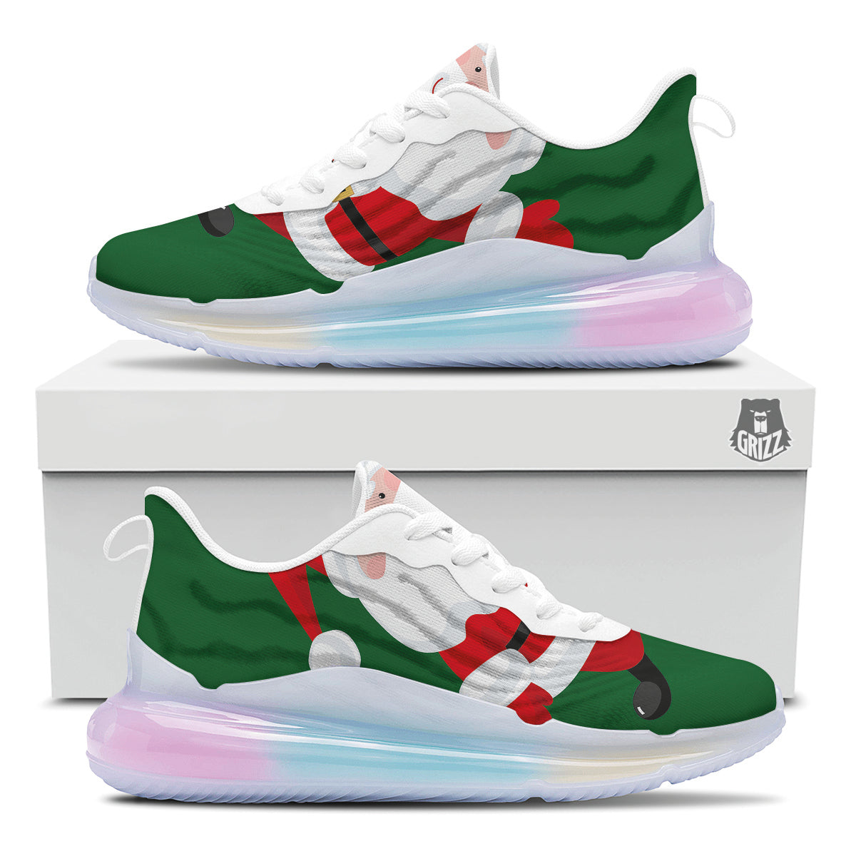 Santa Claus Cartoon Print Running Sneakers-grizzshop