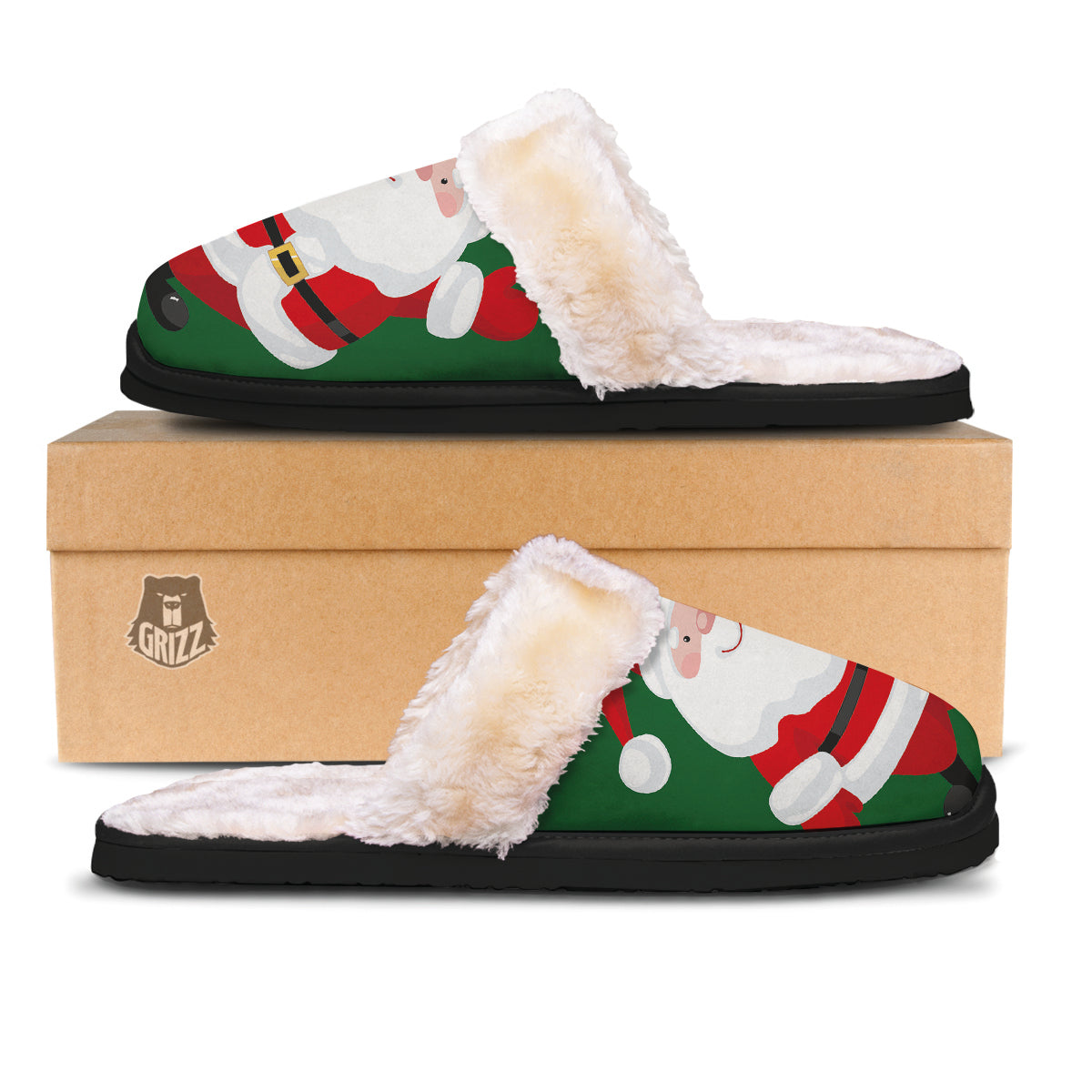 Santa Claus Cartoon Print Slippers-grizzshop
