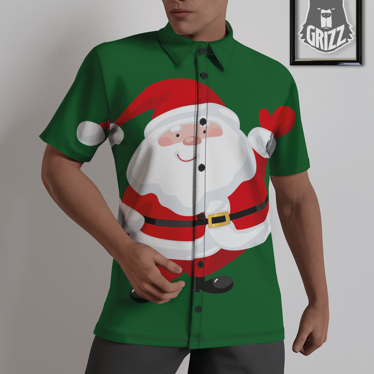 Santa Claus Cartoon Print Untucked Shirts-grizzshop