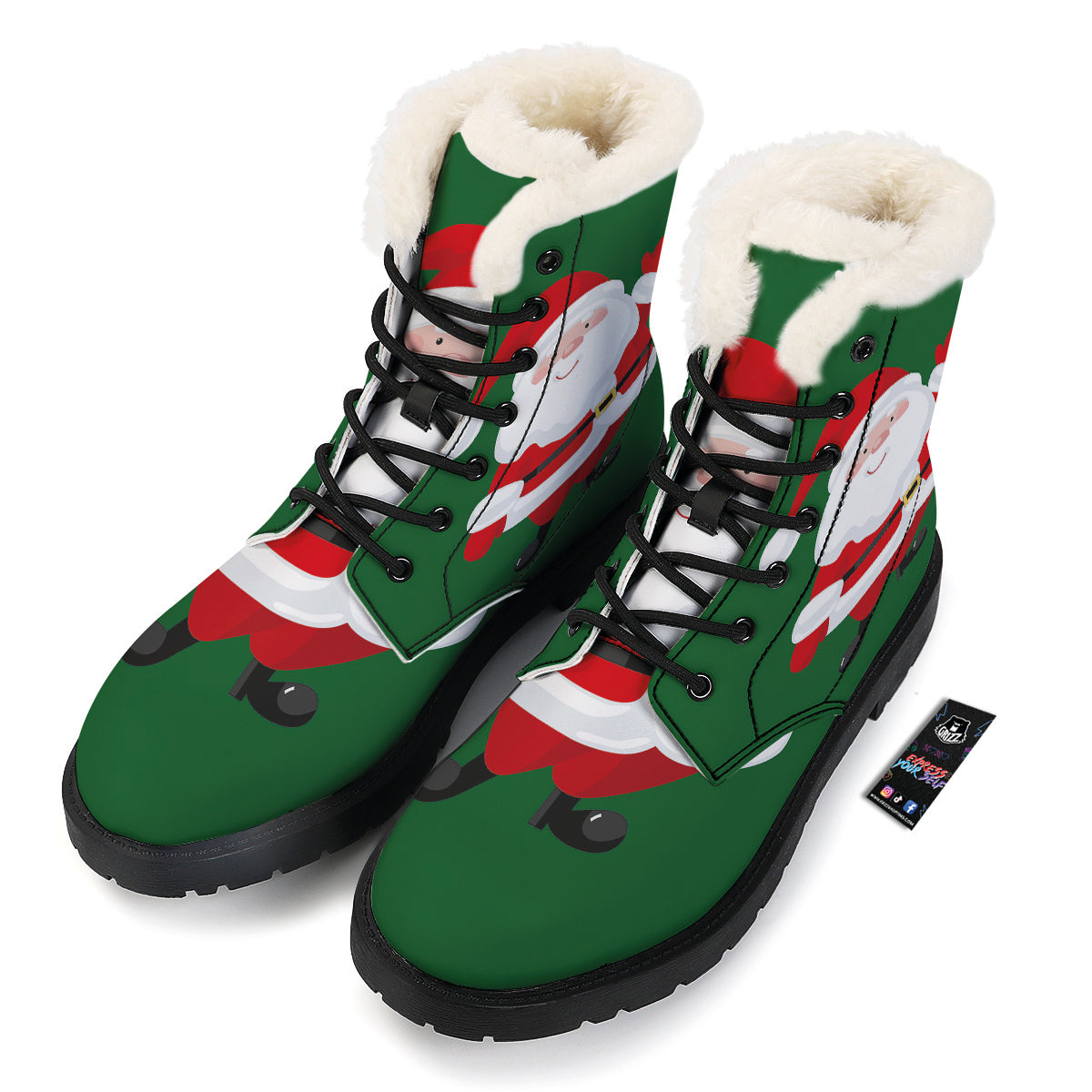 Santa Claus Cartoon Print Winter Boots-grizzshop